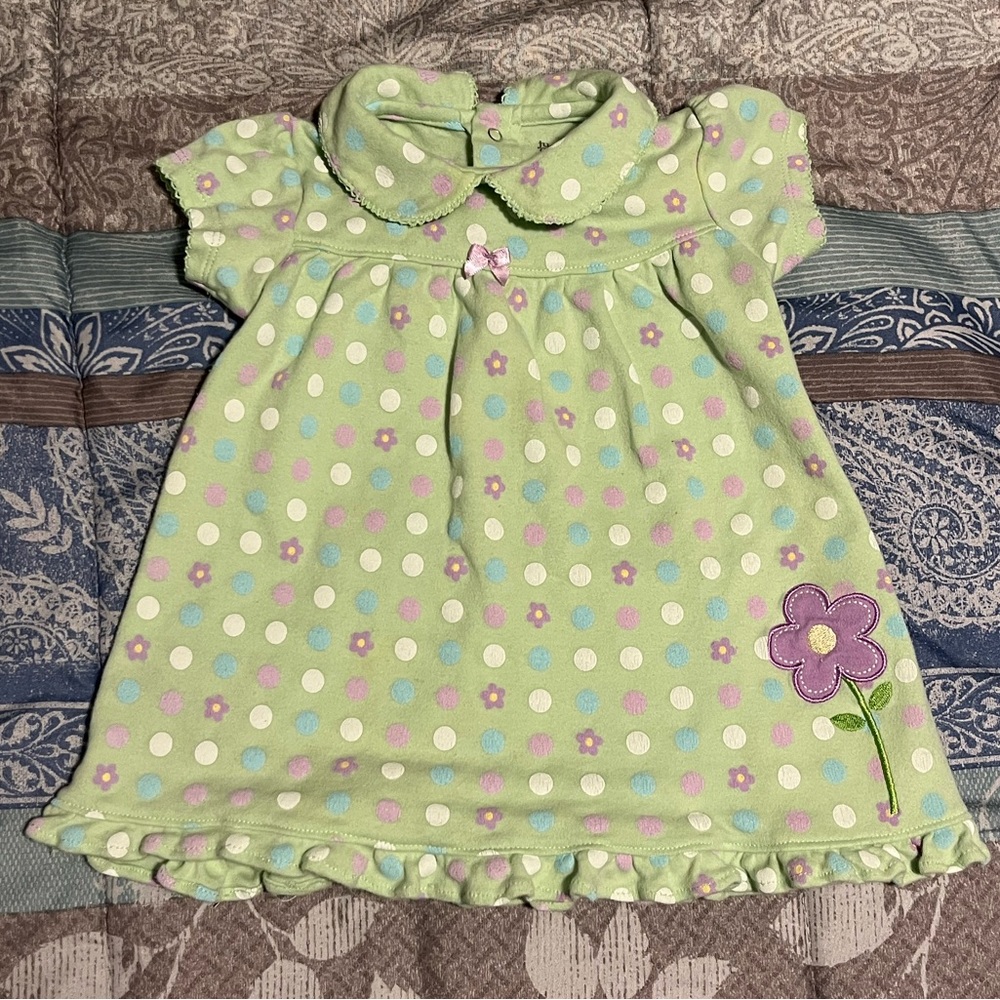 Carter’s Just One Year Green Dress With Flowers Infant 6 Month Baby